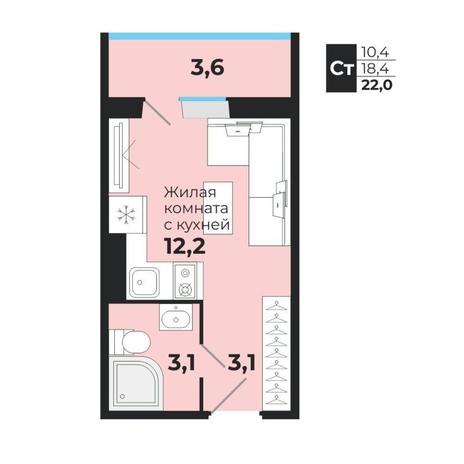 Вариант №13771, 1-комнатная квартира в жилом комплексе 