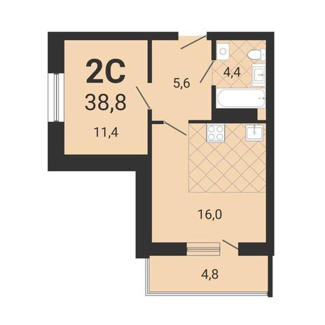 Вариант №13344, 2-комнатная квартира в жилом комплексе Чистая Слобода