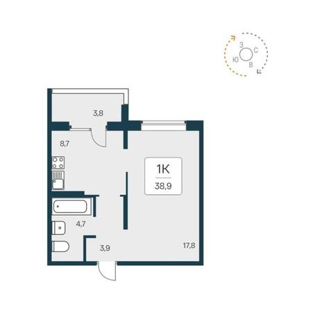 Вариант №12467, 1-комнатная квартира в жилом комплексе Акация на Кедровой
