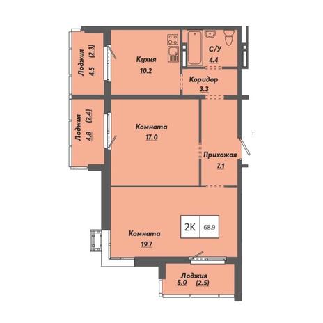Вариант №7922, 2-комнатная квартира в жилом комплексе Новый Кедровый