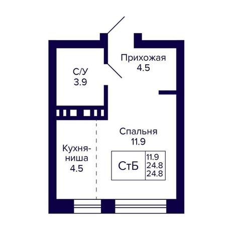 Вариант №14335, 1-комнатная квартира в жилом комплексе 