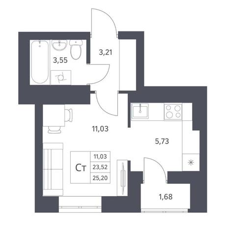 Вариант №14399, 1-комнатная квартира в жилом комплексе Расцветай на Зорге
