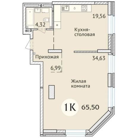 Вариант №6430, 2-комнатная квартира в жилом комплексе 