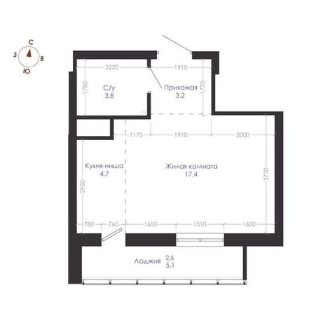 Вариант №13419, 1-комнатная квартира в жилом комплексе Геометрия