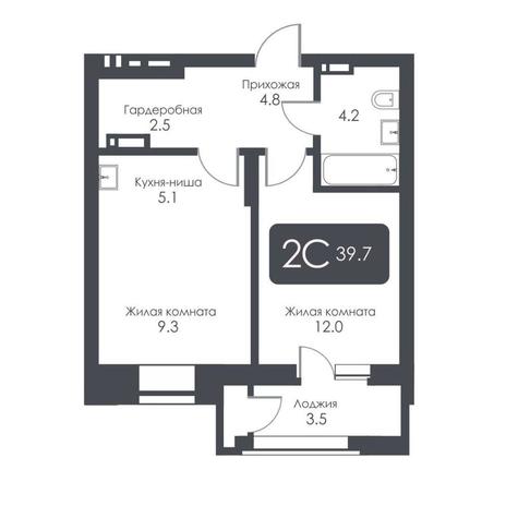 Вариант №17250, 2-комнатная квартира в жилом комплексе City Towers