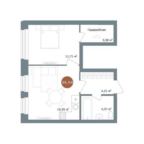 Вариант №15020, 2-комнатная квартира в жилом комплексе Семейный квартал