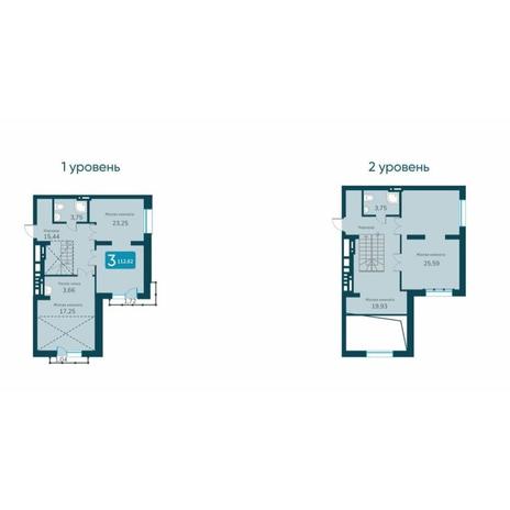 Вариант №10742, 3-комнатная квартира в жилом комплексе Авиатор