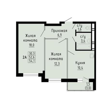 Вариант №13243, 2-комнатная квартира в жилом комплексе 