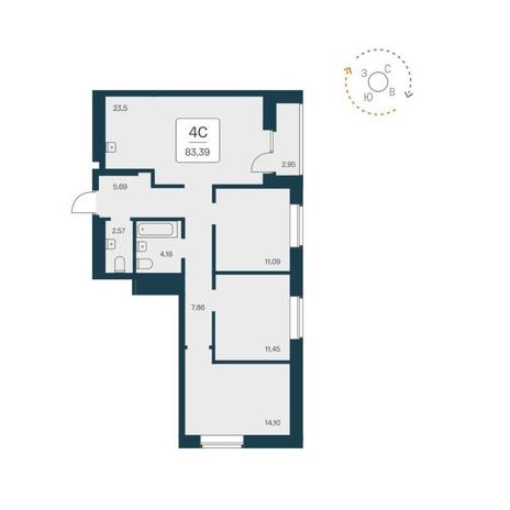 Вариант №12418, 4-комнатная квартира в жилом комплексе 