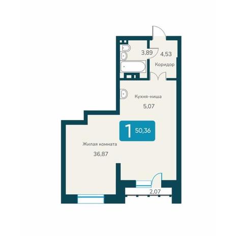 Вариант №12311, 1-комнатная квартира в жилом комплексе Марсель-2