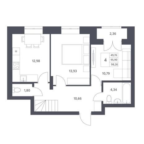 Вариант №14407, 4-комнатная квартира в жилом комплексе Марсель-2