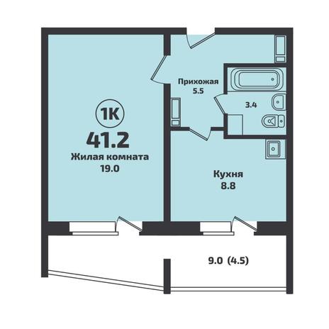 Вариант №7170, 1-комнатная квартира в жилом комплексе 