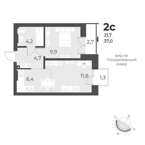 Вариант №12049, 2-комнатная квартира в жилом комплексе 