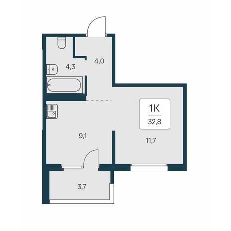 Вариант №14570, 1-комнатная квартира в жилом комплексе Семейный квартал