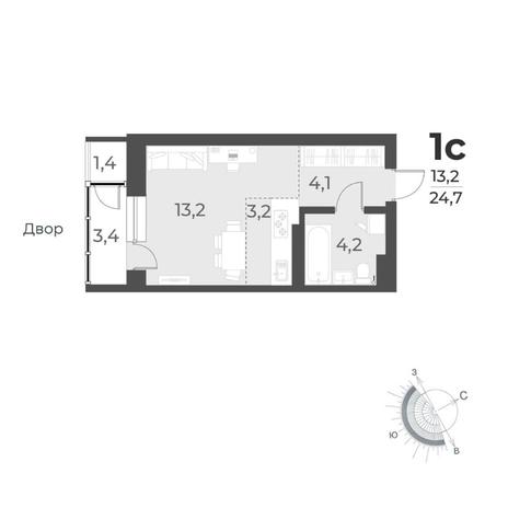 Вариант №8442, 1-комнатная квартира в жилом комплексе 