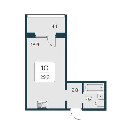 Вариант №14541, 1-комнатная квартира в жилом комплексе 