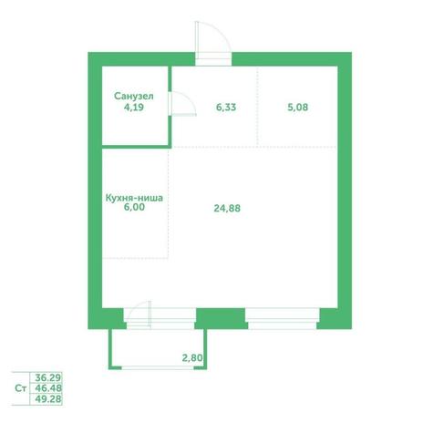 Вариант №15271, 1-комнатная квартира в жилом комплексе Akadem Klubb