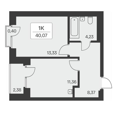 Вариант №8037, 1-комнатная квартира в жилом комплексе 