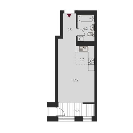 Вариант №14120, 1-комнатная квартира в жилом комплексе 