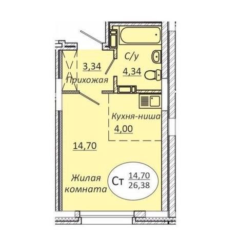 Вариант №10100, 1-комнатная квартира в жилом комплексе Радуга Сибири