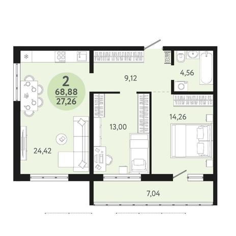 Вариант №15203, 2-комнатная квартира в жилом комплексе IQ aparts