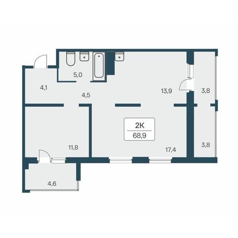 Вариант №15628, 2-комнатная квартира в жилом комплексе Первый на Есенина