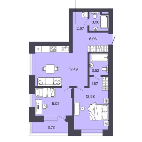 Вариант №8194, 3-комнатная квартира в жилом комплексе Галактика