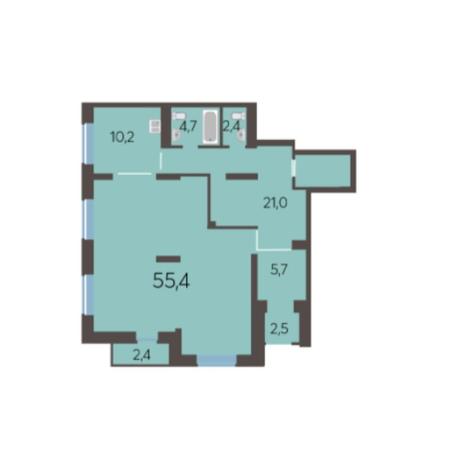 Вариант №5983, 2-комнатная квартира в жилом комплексе 