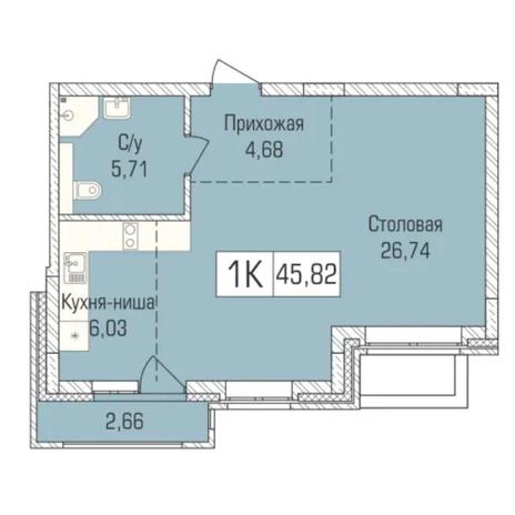 Вариант №7332, 1-комнатная квартира в жилом комплексе На Петухова