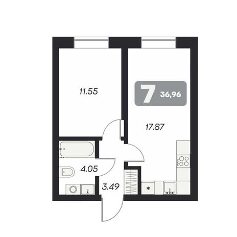 Вариант №13212, 2-комнатная квартира в жилом комплексе City Towers