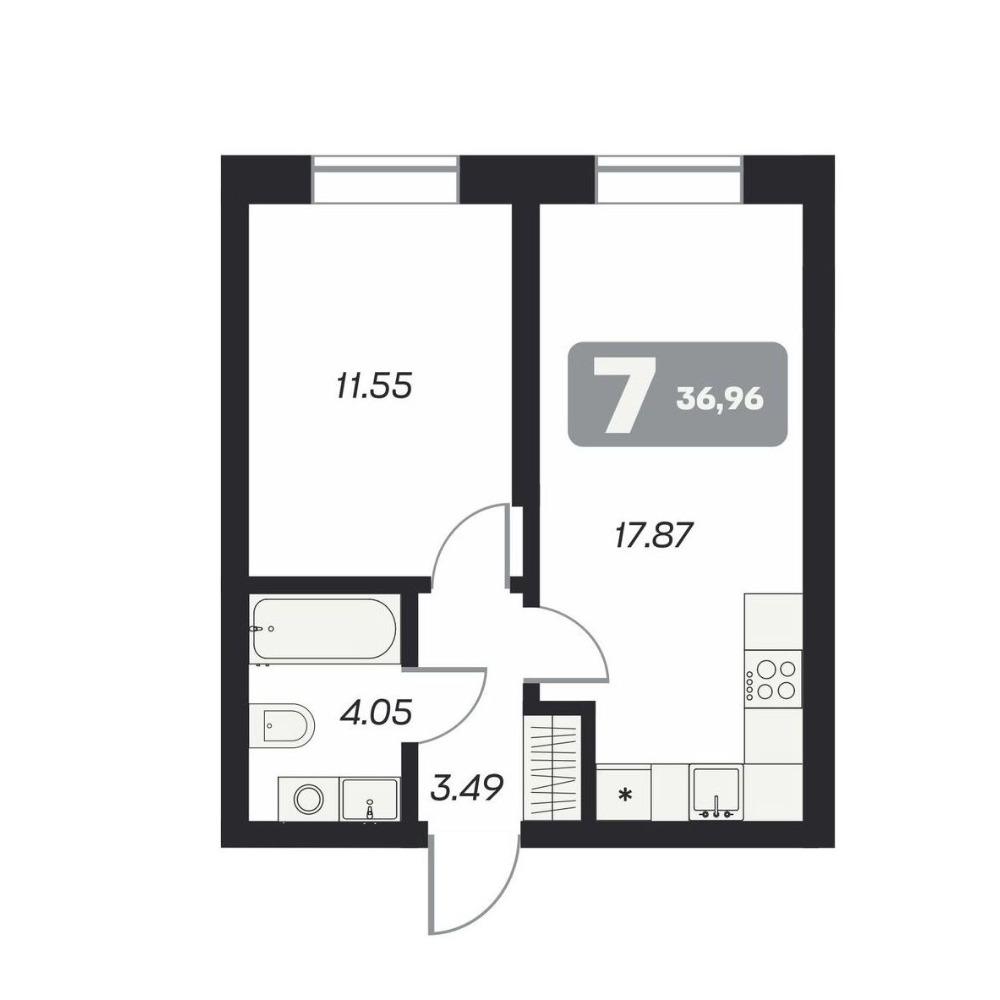 Планировка 2-комн. студия площадью 84.49 м<sup>2</sup> в ЖК Аэрон