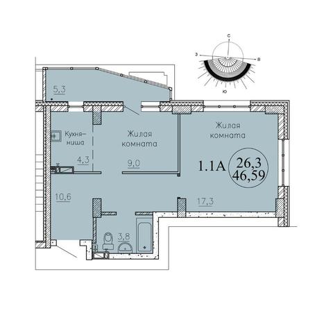 Вариант №8526, 1-комнатная квартира в жилом комплексе Tesla Park