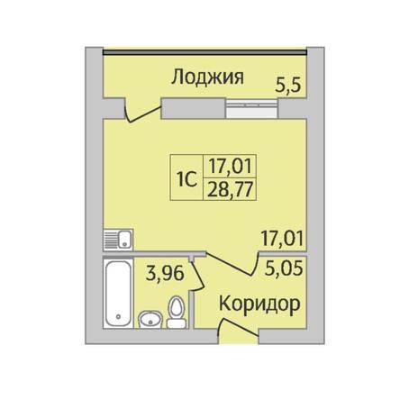 Вариант №6959, 1-комнатная квартира в жилом комплексе Дивногорский