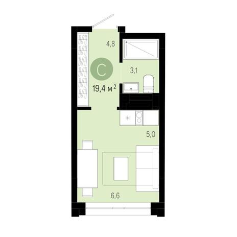 Вариант №8079, 1-комнатная квартира в жилом комплексе Родина