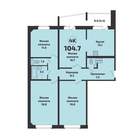 Вариант №7624, 4-комнатная квартира в жилом комплексе Инфинити