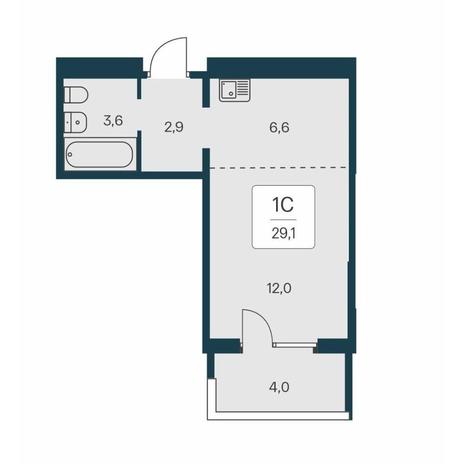 Вариант №14544, 1-комнатная квартира в жилом комплексе Сосновый бор