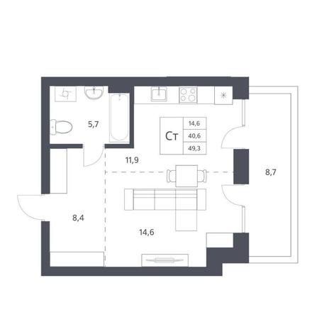 Вариант №11247, 1-комнатная квартира в жилом комплексе Характер
