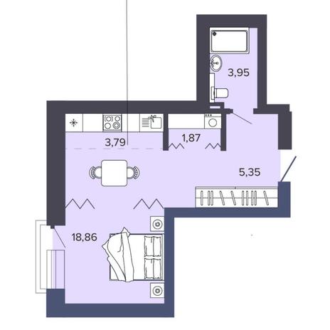 Вариант №8195, 1-комнатная квартира в жилом комплексе 