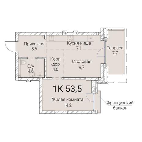 Вариант №10037, 1-комнатная квартира в жилом комплексе Тихомиров