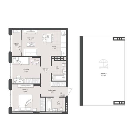 Вариант №15352, 2-комнатная квартира в жилом комплексе Баланс (Balance)
