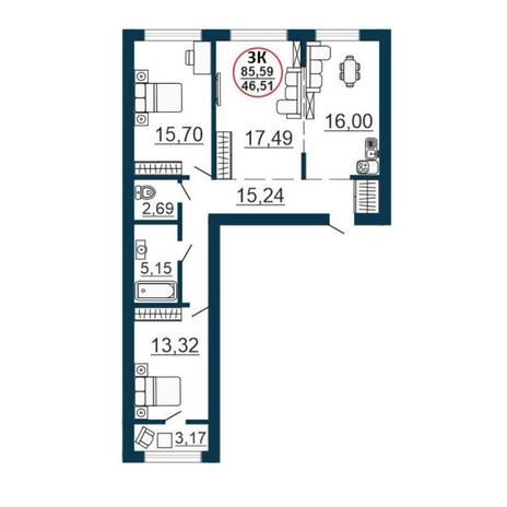 Вариант №8595, 4-комнатная квартира в жилом комплексе Нормандия-Неман