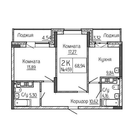 Вариант №9417, 2-комнатная квартира в жилом комплексе Almond