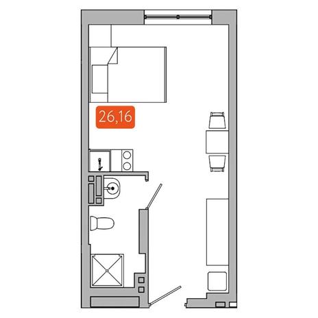 Вариант №5349, 1-комнатная квартира в жилом комплексе Tesla Park