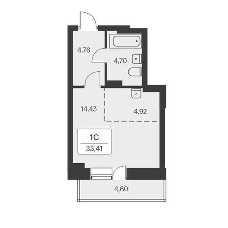 Вариант №8547, 1-комнатная квартира в жилом комплексе Акация на Кедровой