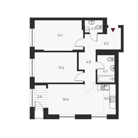 Вариант №14112, 3-комнатная квартира в жилом комплексе Willart (Виларт)