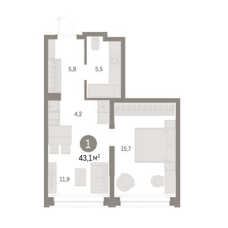 Вариант №8362, 2-комнатная квартира в жилом комплексе Инфинити