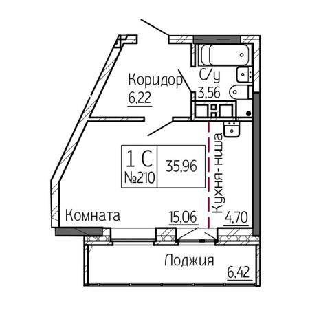 Вариант №6909, 1-комнатная квартира в жилом комплексе Сакура парк