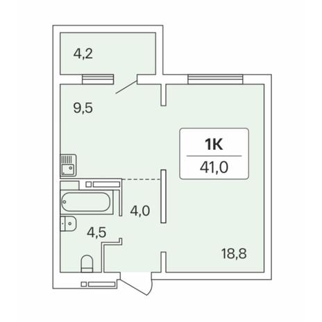 Вариант №7690, 1-комнатная квартира в жилом комплексе 