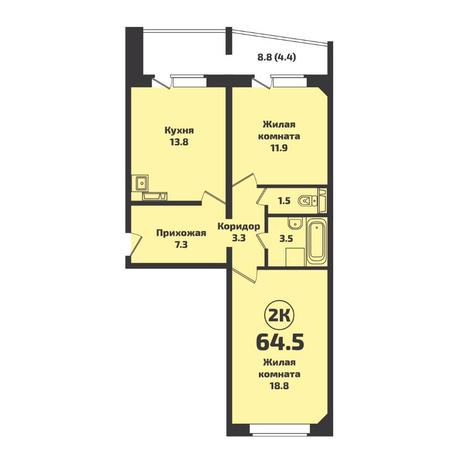 Вариант №7105, 2-комнатная квартира в жилом комплексе 