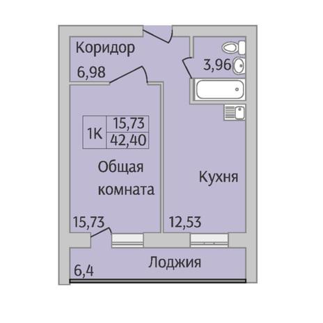 Вариант №6955, 1-комнатная квартира в жилом комплексе 